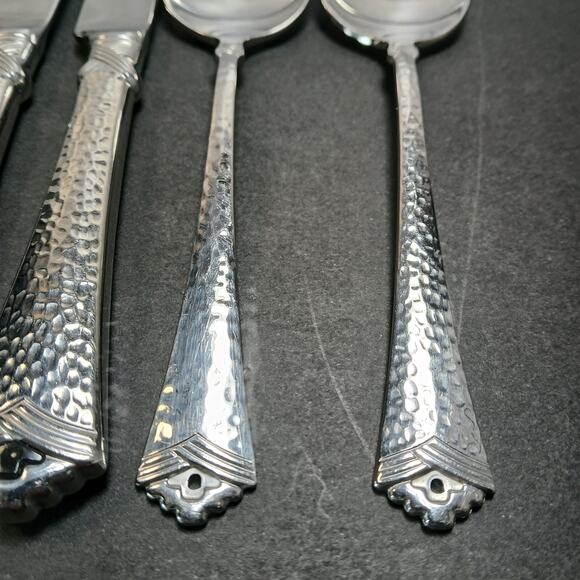 Vtg Oneida Tesoro-Black Hammered Flatware Some Inserts Missing 6 pc Replacement - Picture 3 of 10